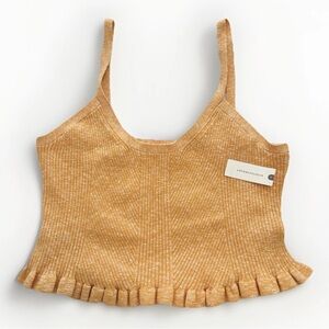 Anthropologie Women’s‎ Knit Top V-Neck Peplum Sz Large— Orange Creamsicle- NWT